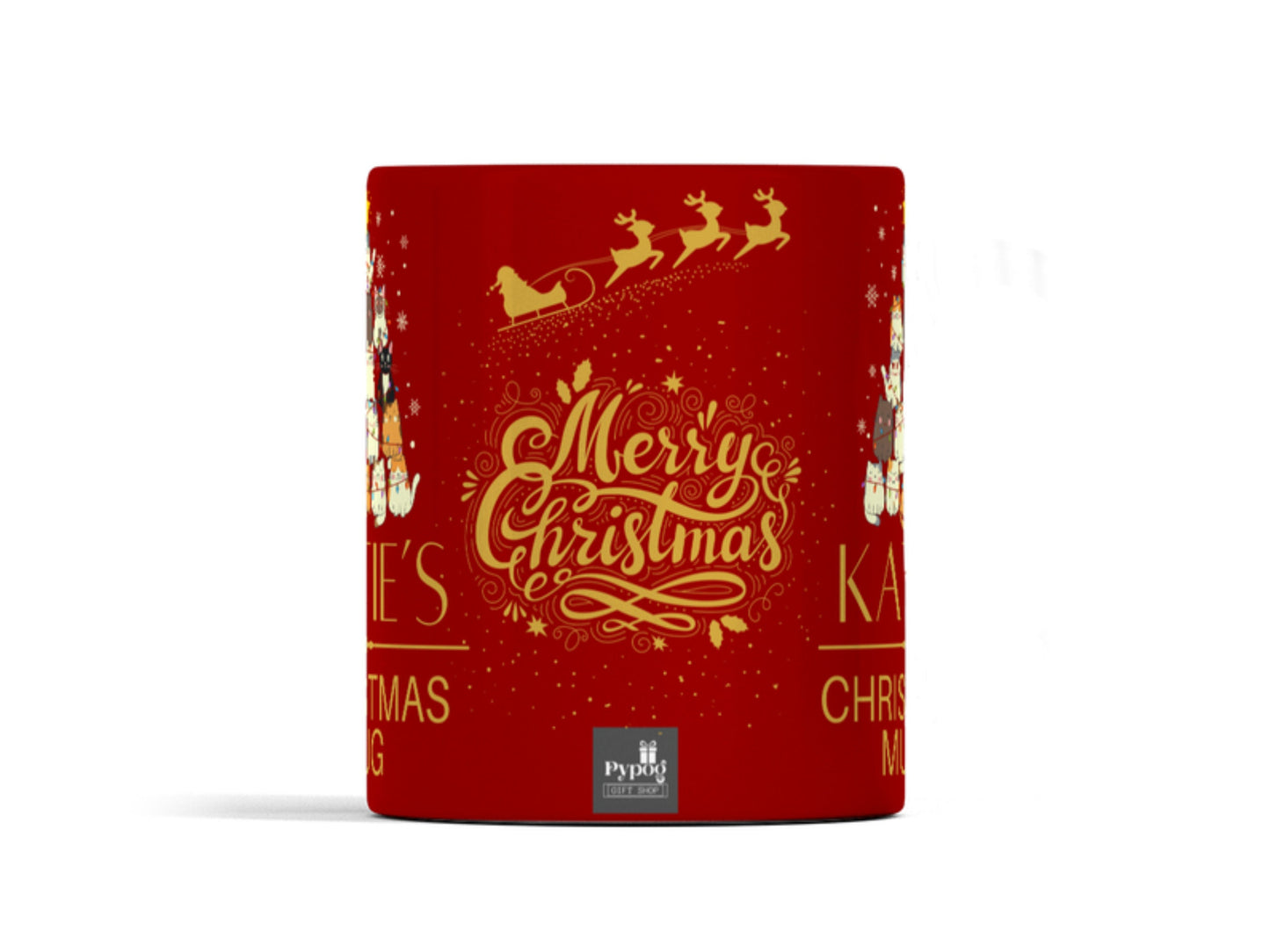 Christmas cat mug with any name