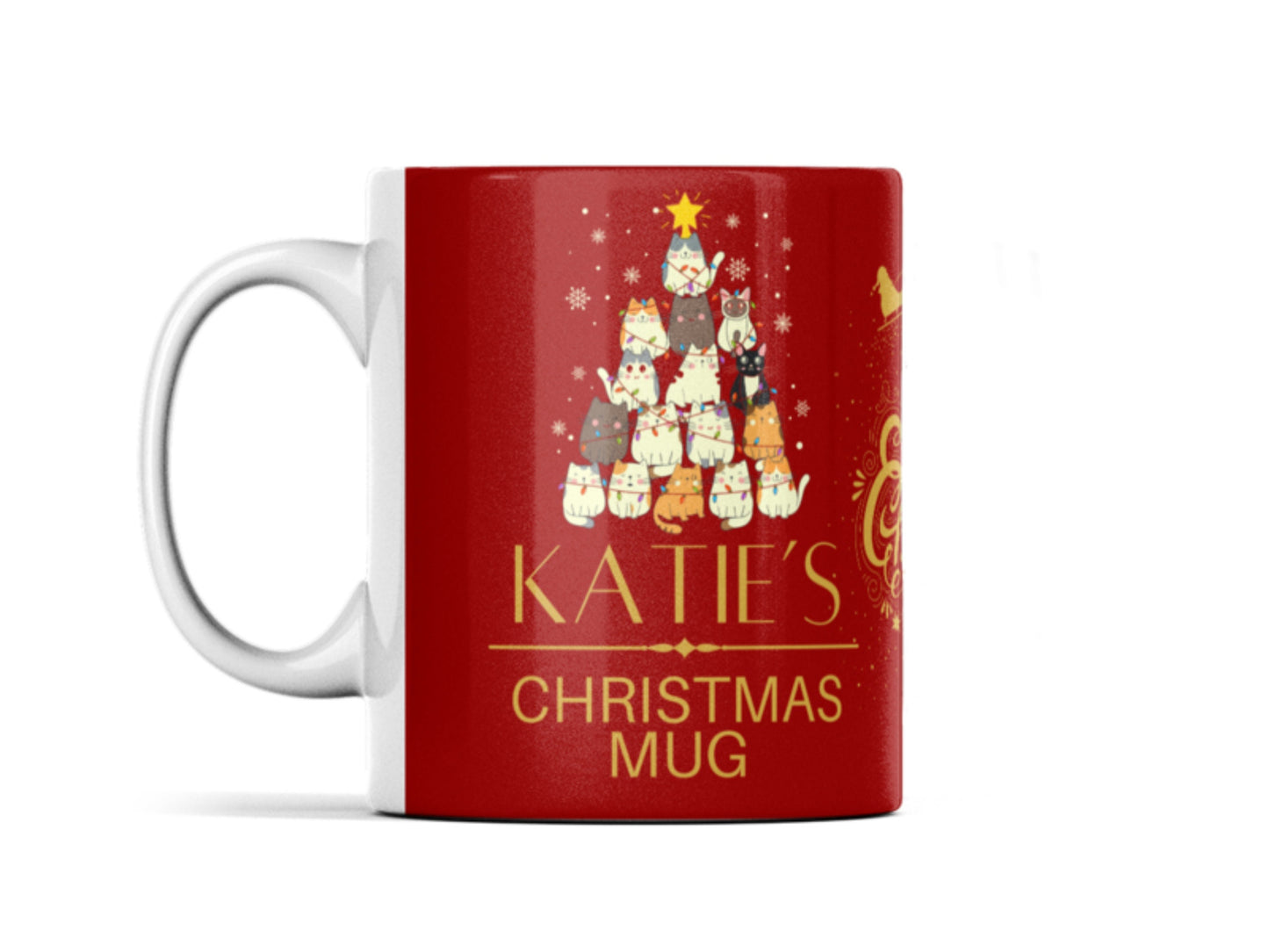 Christmas cat mug with any name