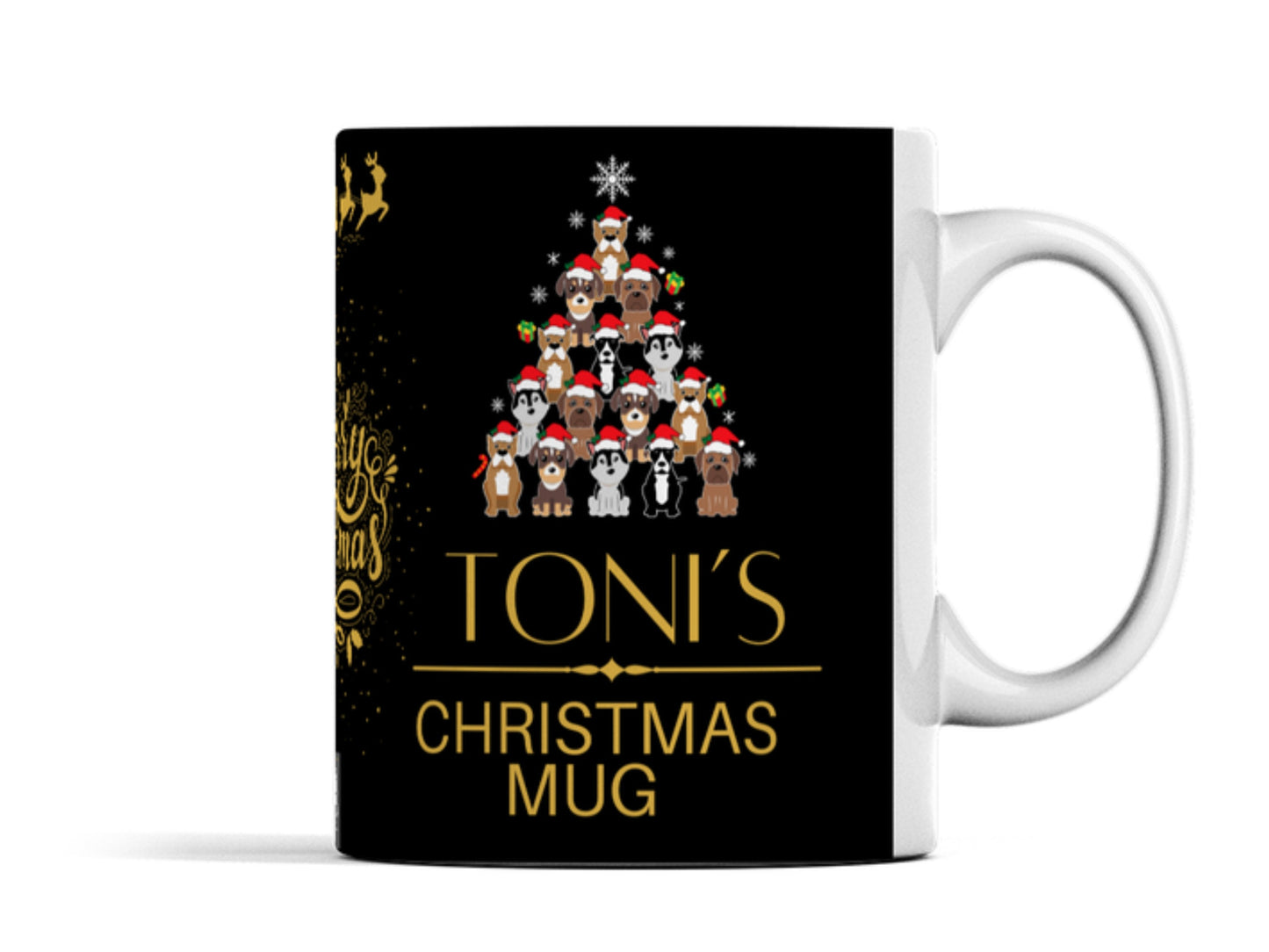 Dog Christmas mug any name