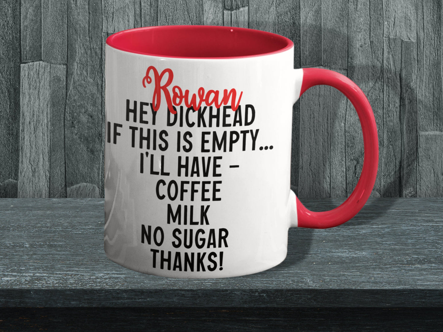 Hey dickhead personalised hot drink instruction sweary rude coffee mug