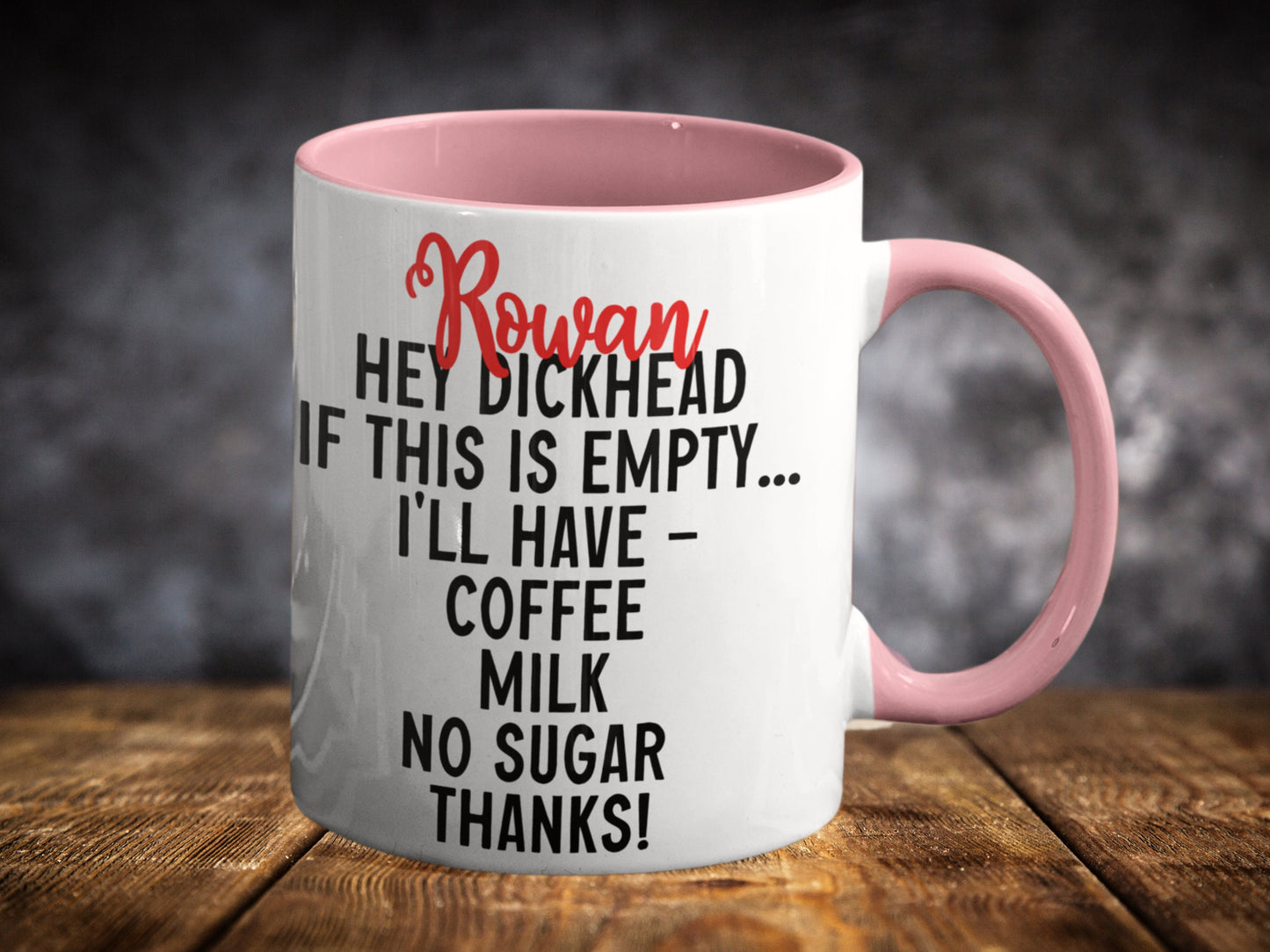 Hey dickhead personalised hot drink instruction sweary rude coffee mug