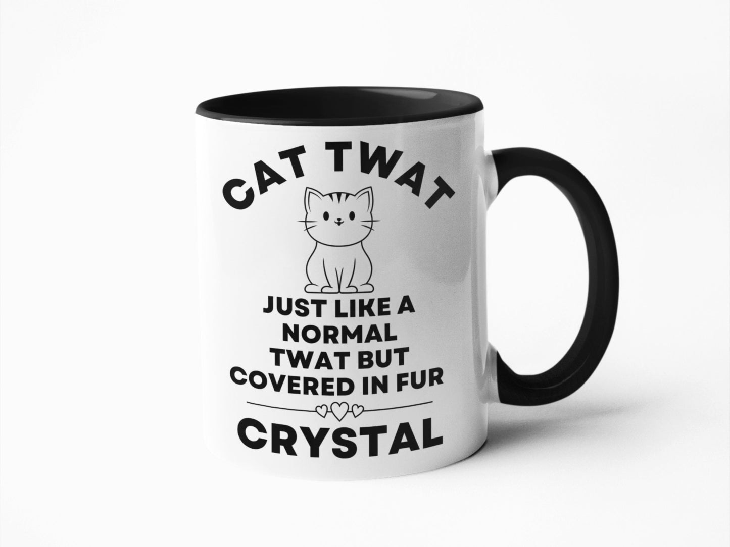 Cat twat sweary rude coffee personalised mug gift for cat lovers