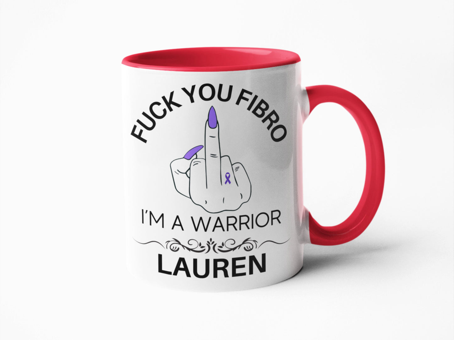 Fuck you fibro middle finger sweary rude mug for her