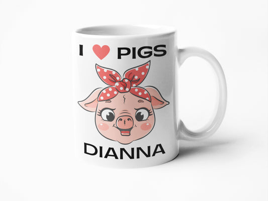 Cute lady pig Red white polka coffee mug