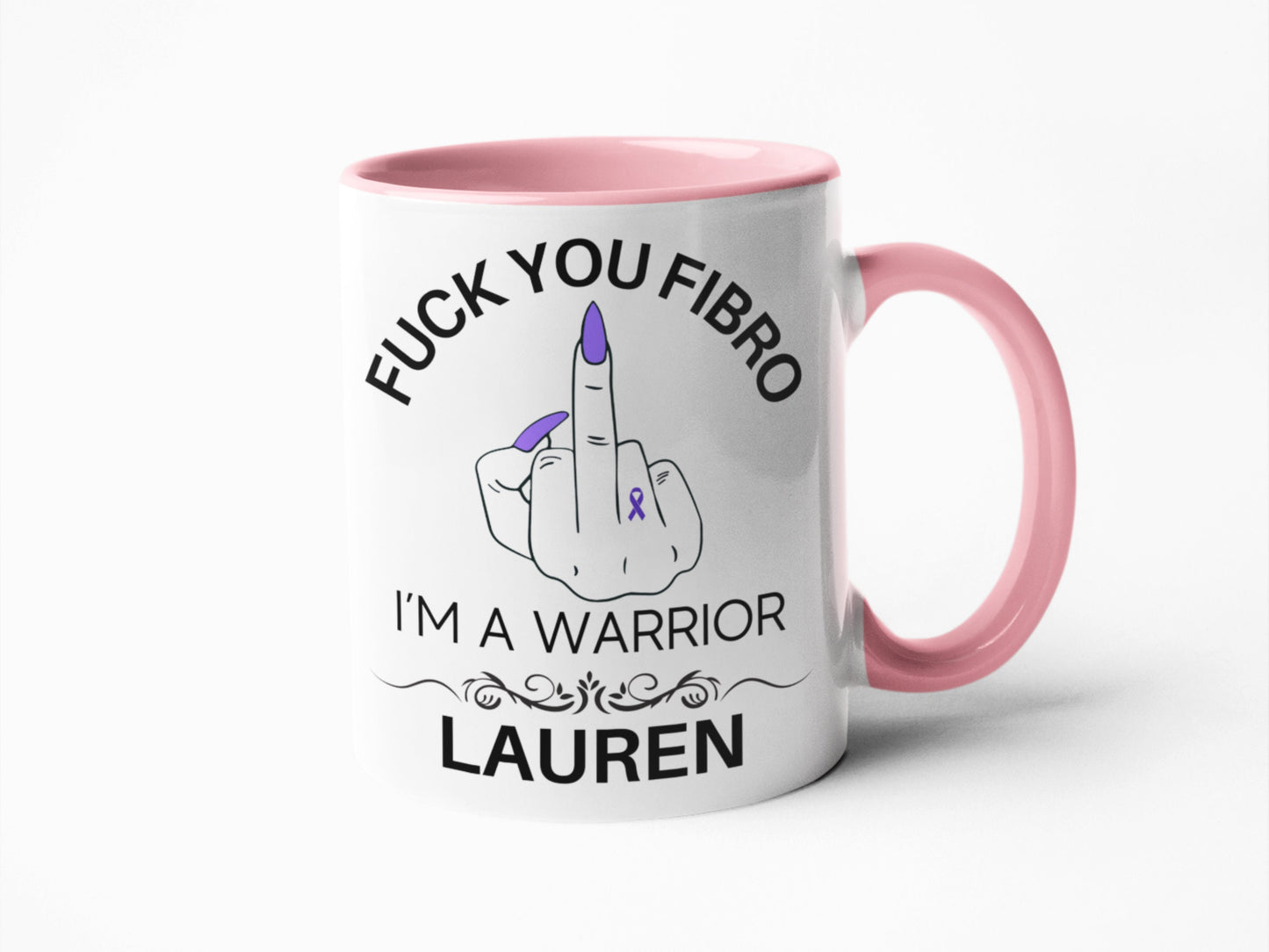 Fuck you fibro middle finger sweary rude mug for her