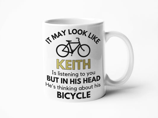 Bicycle obsessed personalised coffee mug gift for biker rider