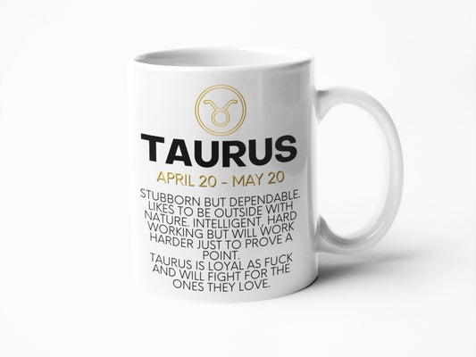 Taurus star sign Horoscope swear profanity coffee mug