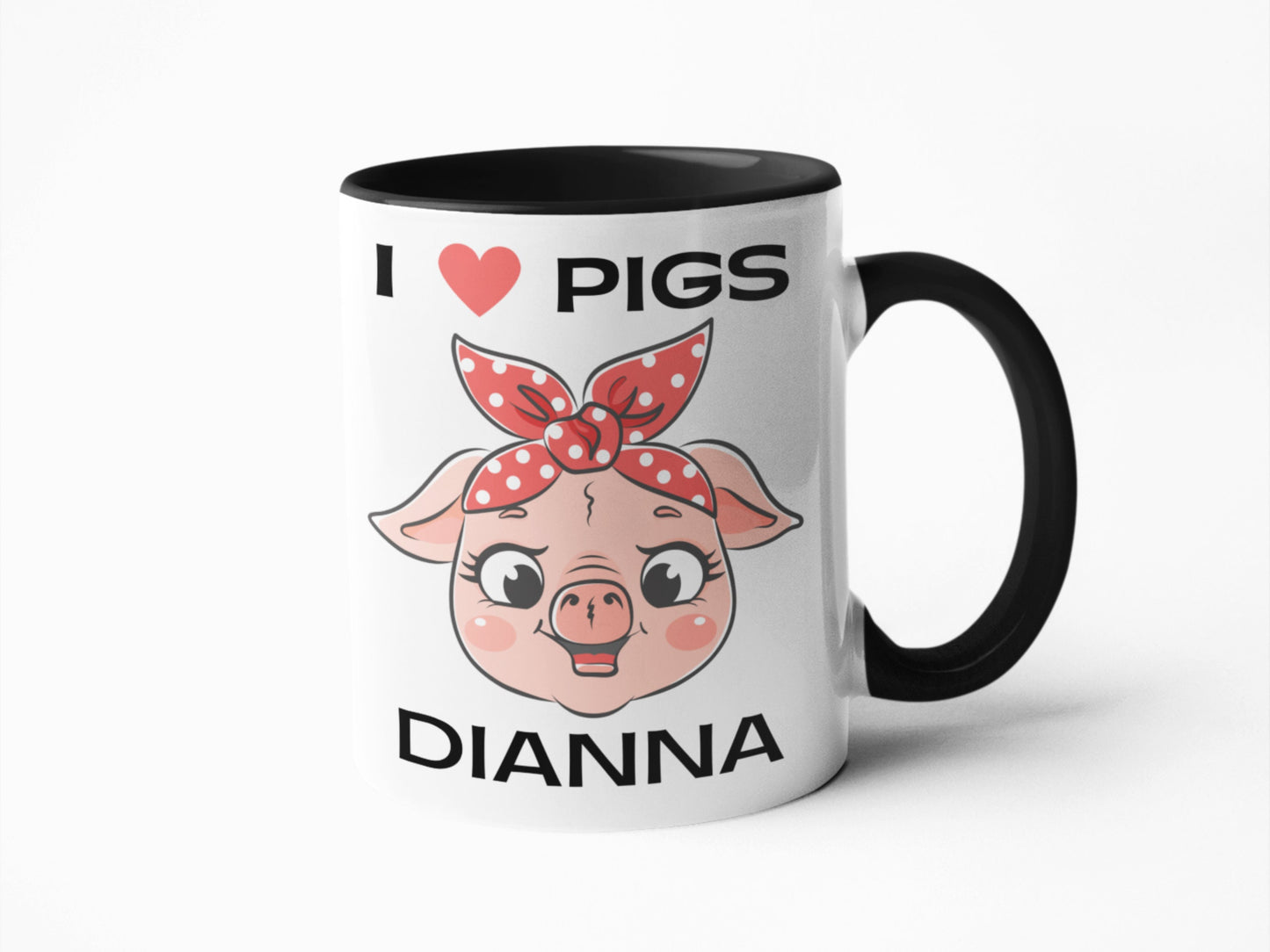 Cute lady pig Red white polka coffee mug