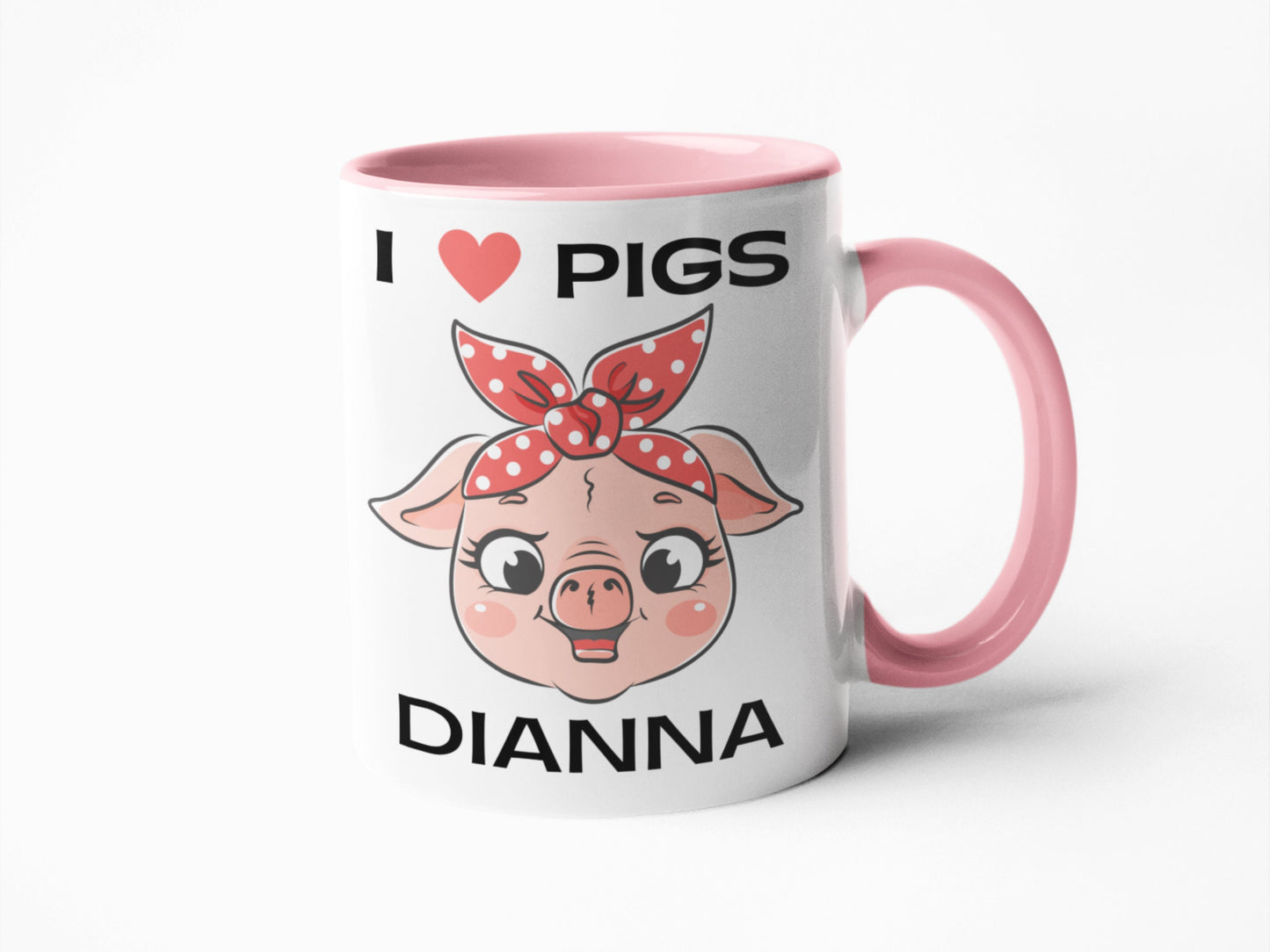 Cute lady pig Red white polka coffee mug