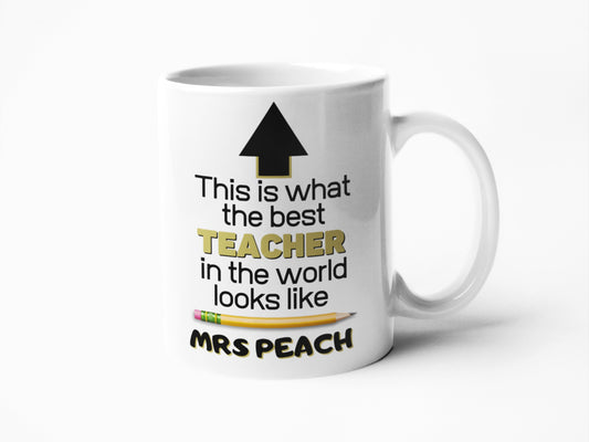 This is what the best teacher in the world looks like personalised coffee mug