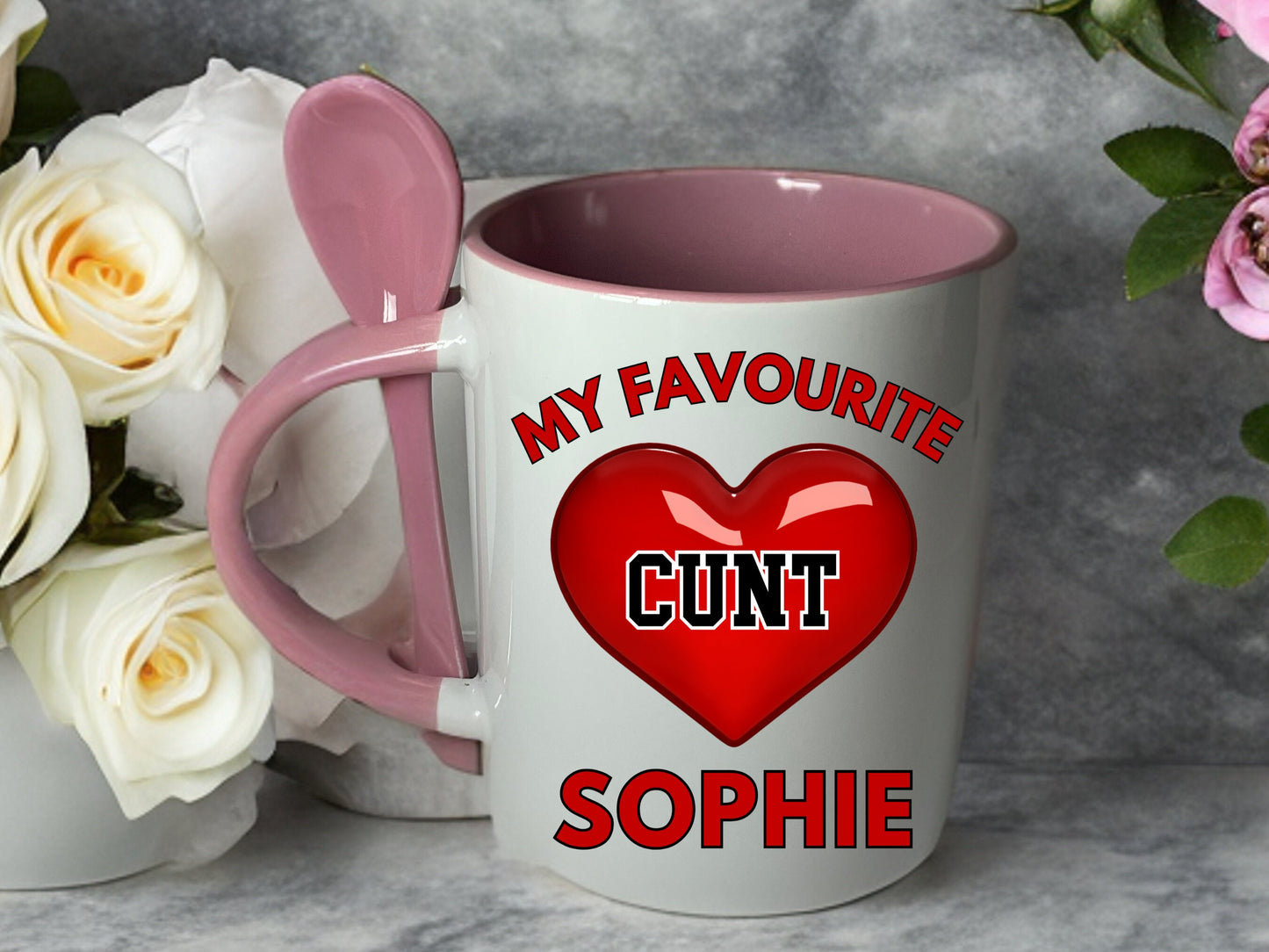 My favourite cunt personalised naughty rude coffee mug with any name printed both sides