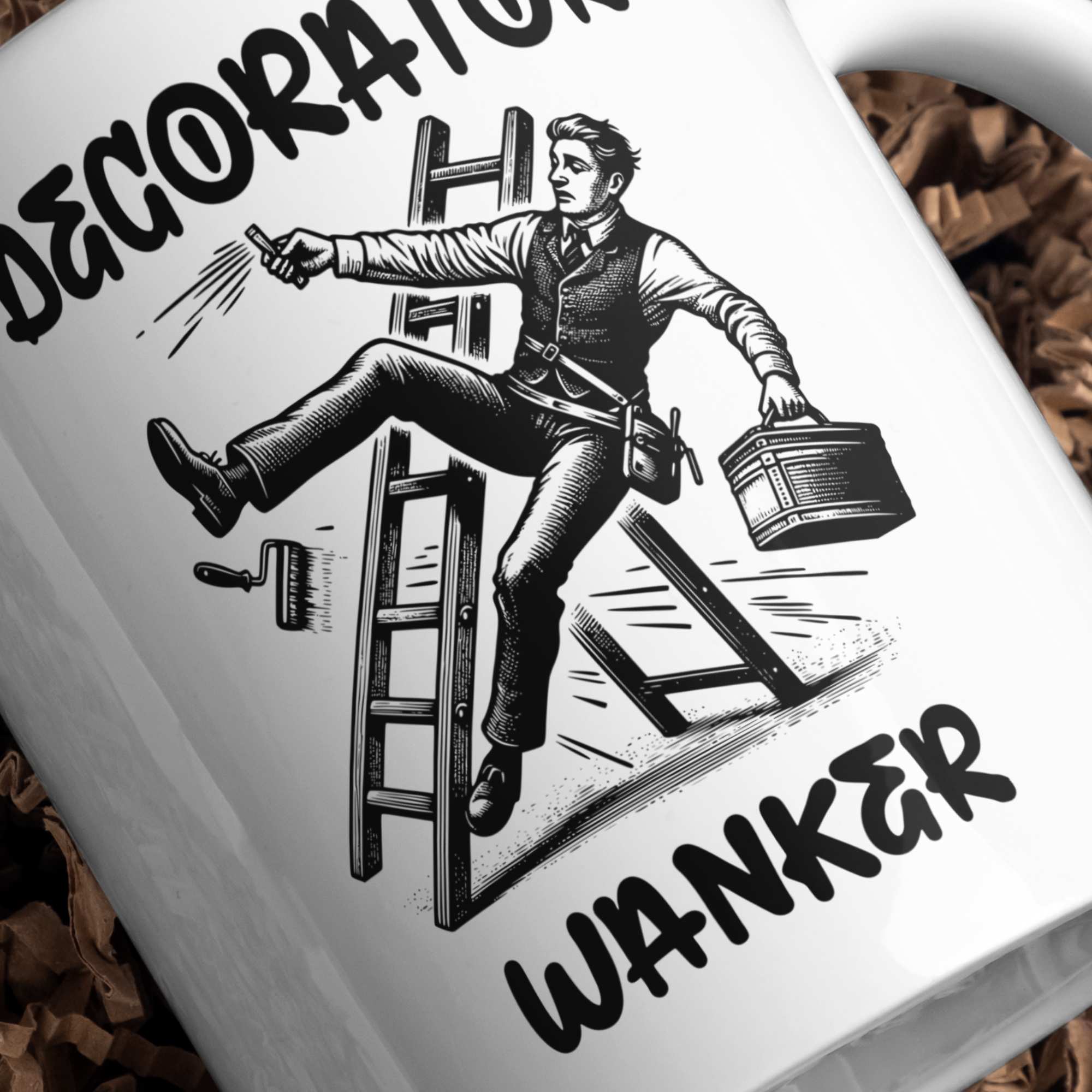 Decorator Wanker- Funny Rude Mugs for Work, Personalised Mugs UK, Funny Gifts for Friends, Unique Coffee Cup