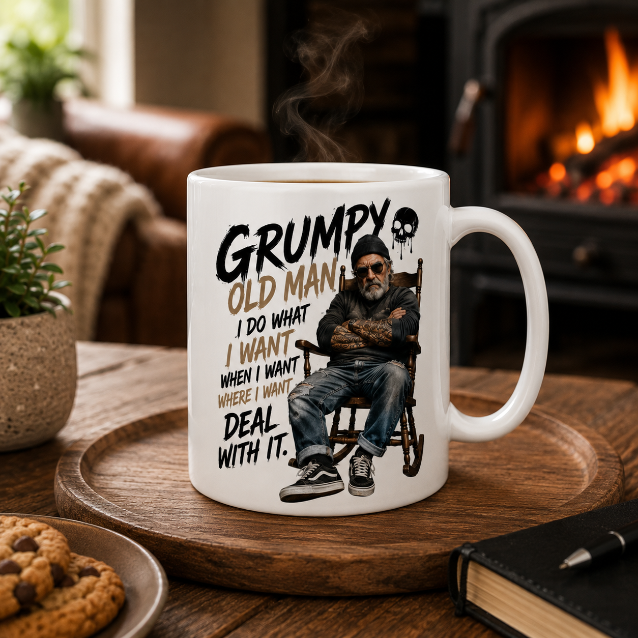 11oz Grumpy Old Man Mug featuring humorous older man artwork and sarcastic quote. Funny Dad Mug and oversized coffee mug for men. Great Grumpy Old Man Gift for birthdays, Father's Day, retirement gifts, husband gifts and grandad presents.