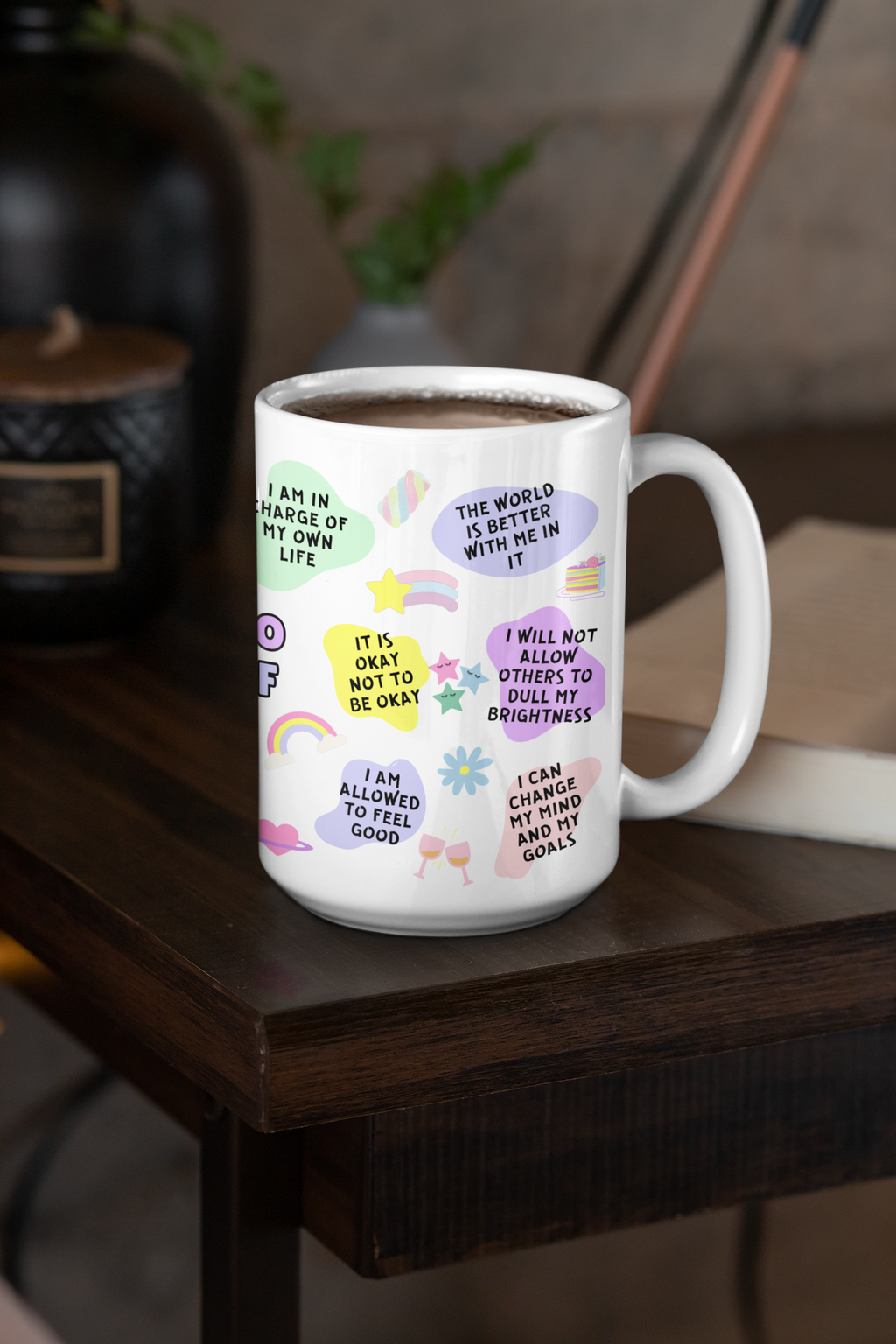 I promise to love myself positivity self care self-love mug cup birthday Christmas gift stocking filler idea 2023 cute presents