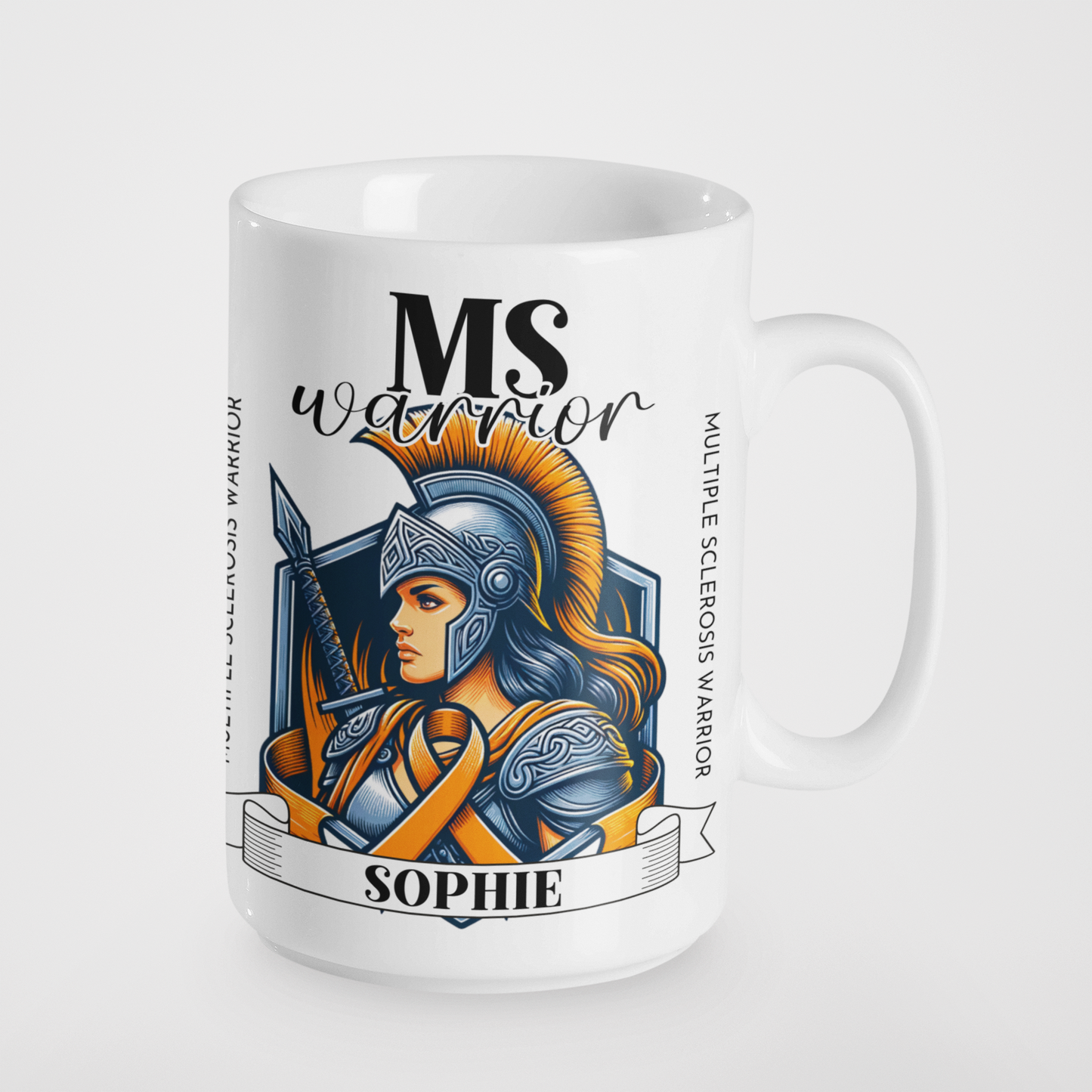 MS Warrior Personalised Mug or Tumbler | Multiple Sclerosis Awareness Gift | Custom Name Coffee Cup | Inspirational MS Fighter Design | Warrior Woman Collection