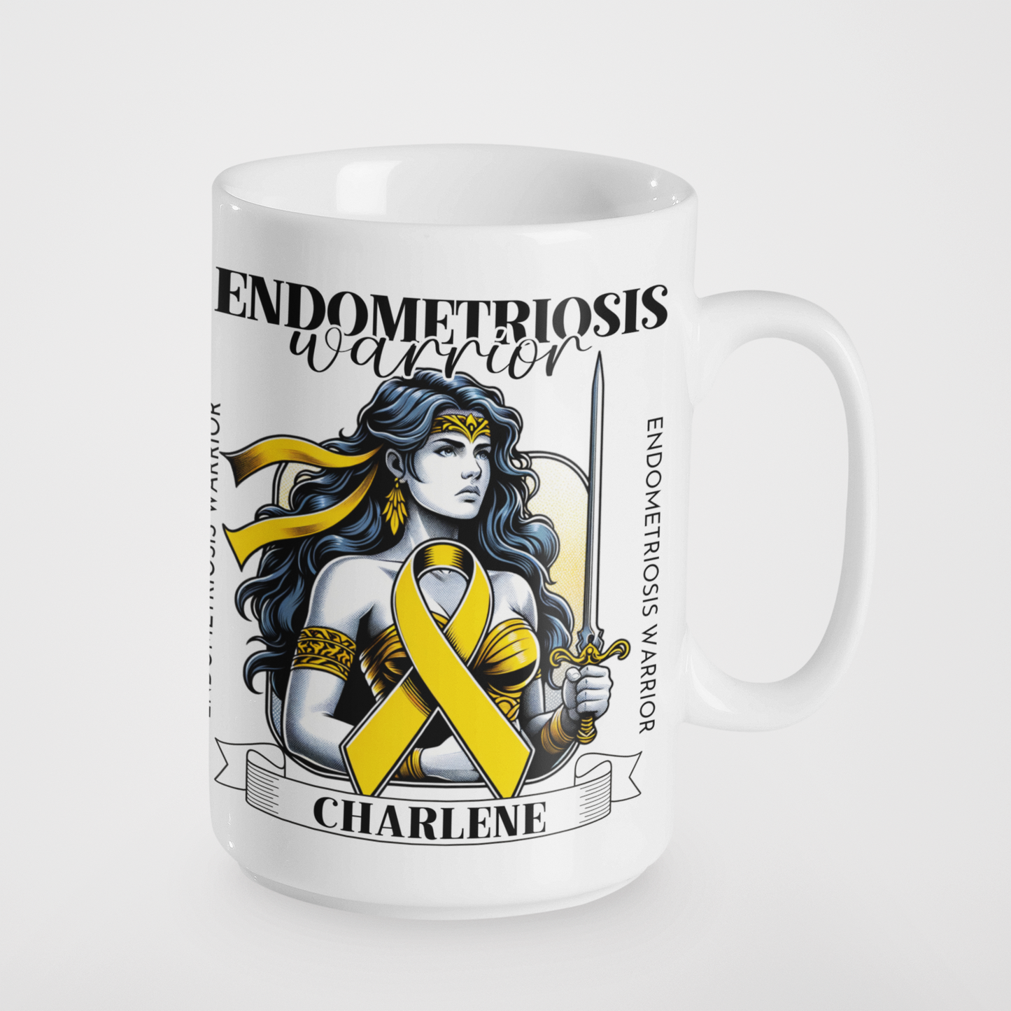 Endometriosis Warrior Personalised Mug or Tumbler | Custom Name Endo Awareness Gift | Inspirational Endometriosis Fighter Cup | Warrior Woman Collection