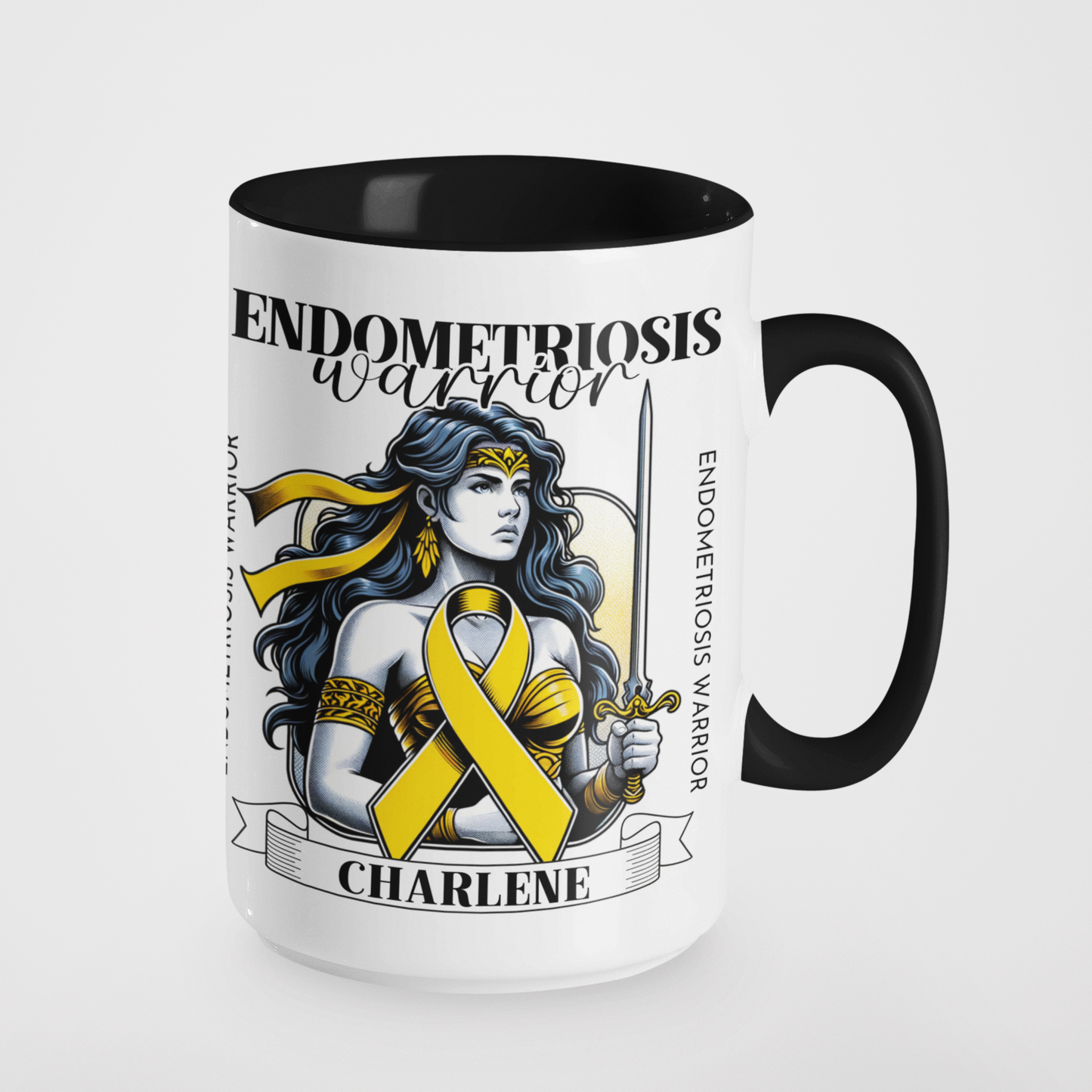 Endometriosis Warrior Personalised Mug or Tumbler | Custom Name Endo Awareness Gift | Inspirational Endometriosis Fighter Cup | Warrior Woman Collection