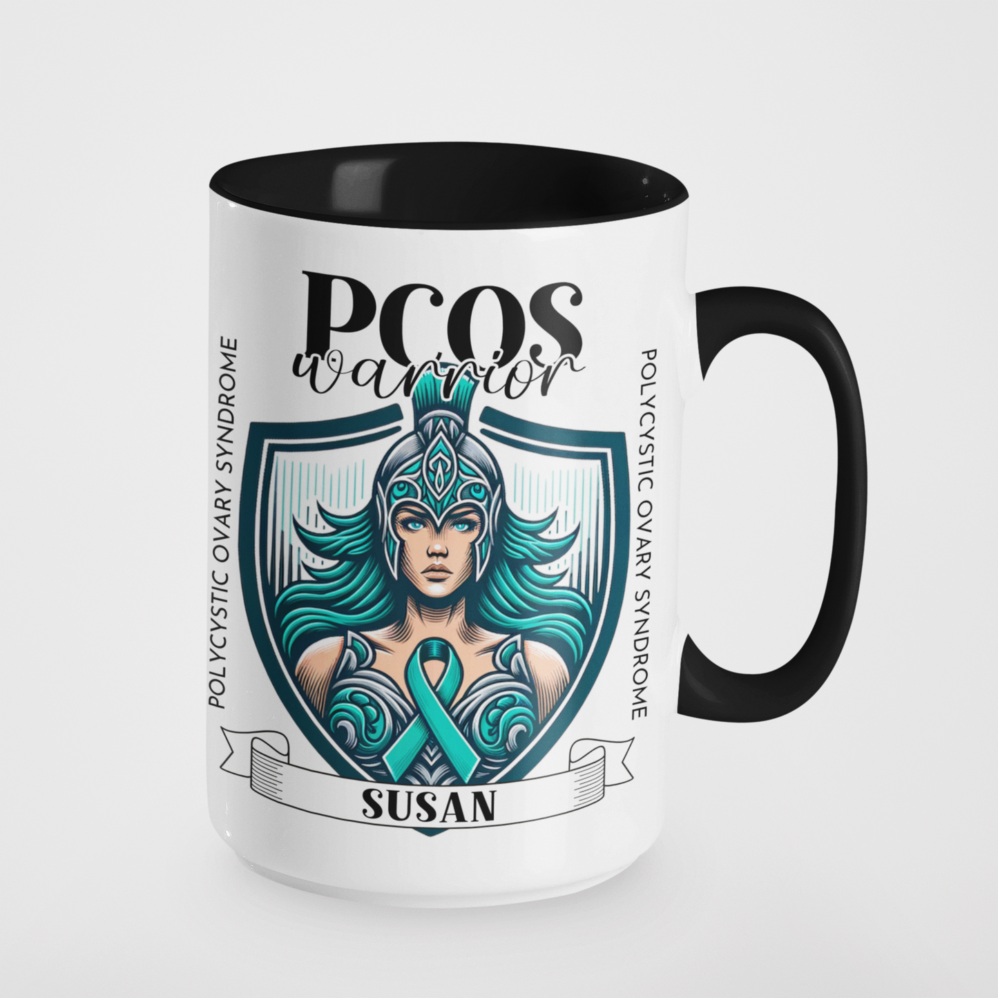 PCOS Warrior Personalised Mug or Tumbler | Custom Name PCOS Awareness Gift | Inspirational Polycystic Ovary Syndrome Fighter Cup | Warrior Woman Collection