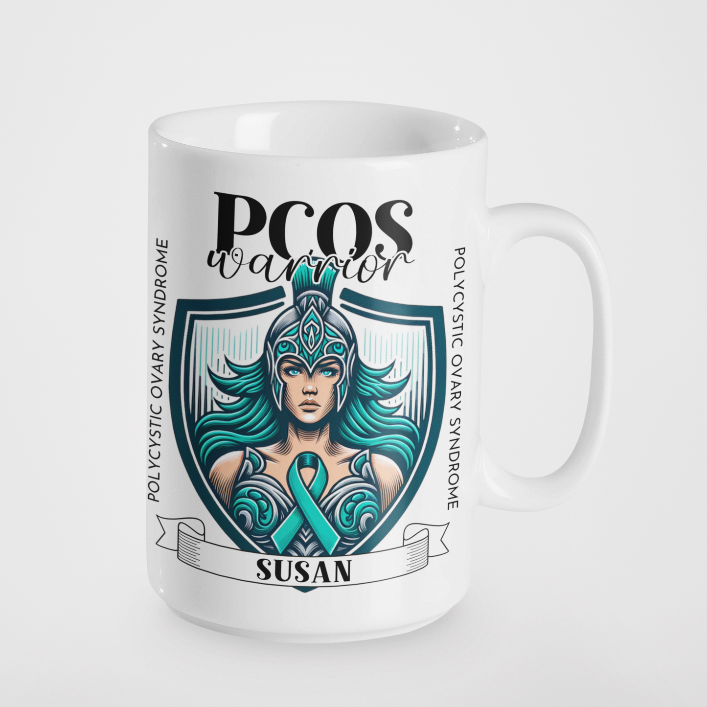 PCOS Warrior Personalised Mug or Tumbler | Custom Name PCOS Awareness Gift | Inspirational Polycystic Ovary Syndrome Fighter Cup | Warrior Woman Collection