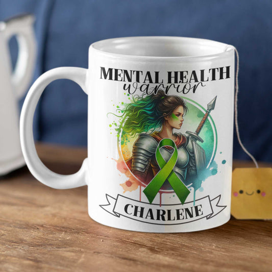 Mental Health Warrior Mug or Tumbler | Personalised Mental Health Awareness Gift | Perfect for Home, Office, or On-the-Go Heartfelt Christmas, Mother's Day, Birthday Gift for Mum, Daughter, Sister, Nan, Auntie & Friends