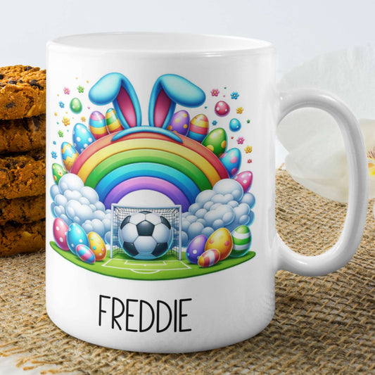 Football theme personalised Easter Mug for boys or girls