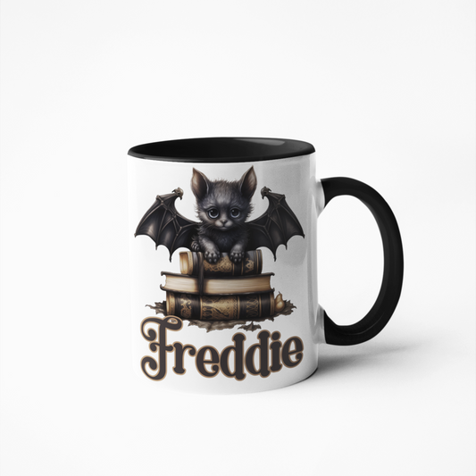 Cat-bat Halloween witchy gothic personalised coffee mug