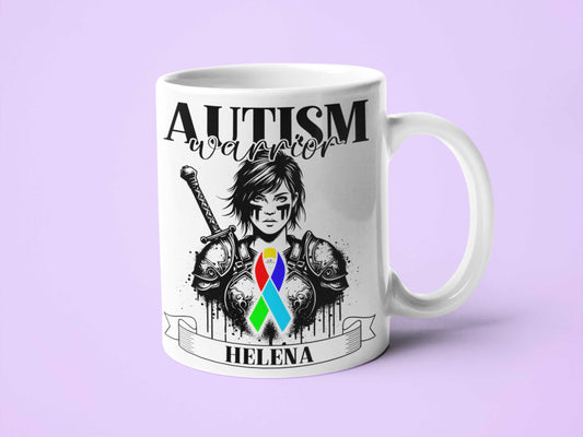 Autism asd Warrior Personalised Mug - A Heartfelt Christmas, Mother's Day, Birthday Gift for Mum, Daughter, Sister, Nan, Auntie & Friends, Celebrating Strength and Awareness