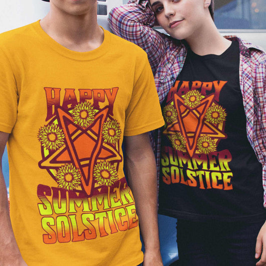 Summer Solstice Celebration Tee - Pagan Festivity Shirt, White & Black, S-5XL Gildan Heavy Cotton T-Shirt
