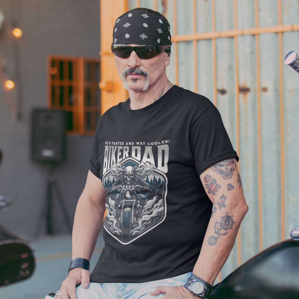 Cool Biker Dad Tee - Father's Day Motorcycle Shirt, 100% Cotton, S-5XL Heavy Cotton T-Shirt