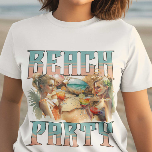 Vibrant Beach Party Tee - Celebrate Summer Vibes, 100% Cotton, S-5XL Heavy Cotton T-Shirt trans beach party (1)