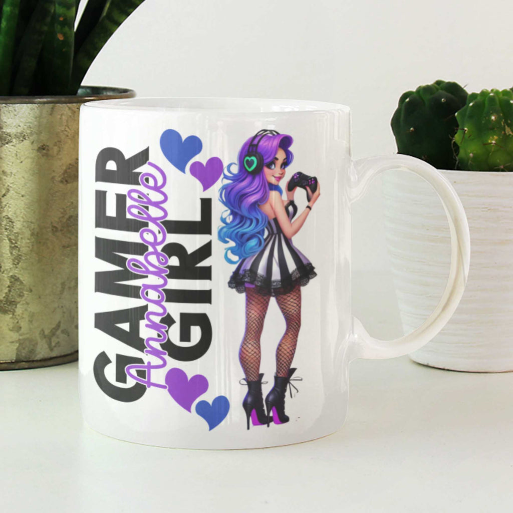 Gamer Girl Mug or Tumbler with Custom Name – Personalised Gift for Her | Gaming Mug & Tumbler | Perfect Gift for Gamer Girls