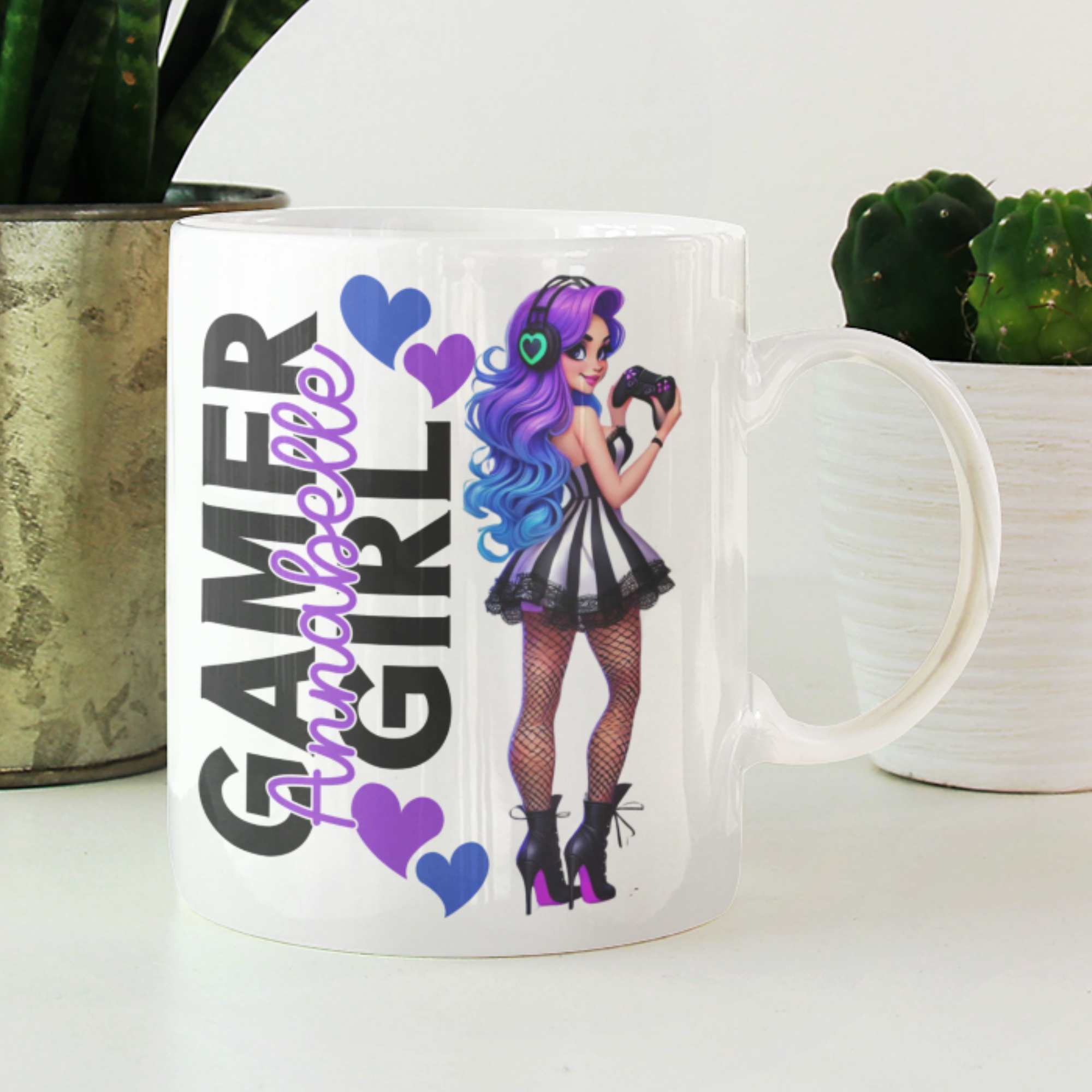 Gamer Girl Mug or Tumbler with Custom Name – Personalised Gift for Her | Gaming Mug & Tumbler | Perfect Gift for Gamer Girls