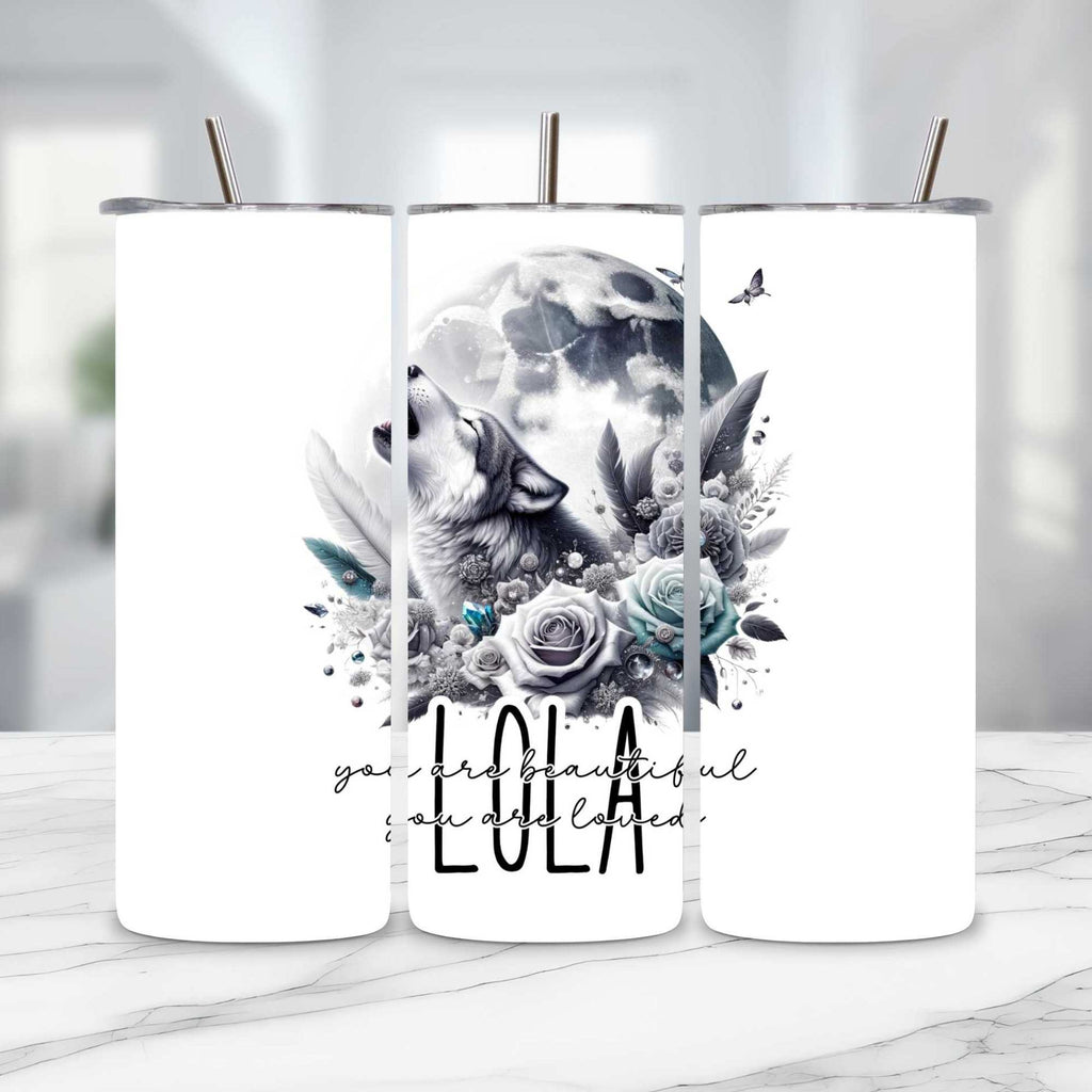 Wolf & Moon Themed Drinkware: Customisable Mugs & Tumblers - Enchanting Gifts for Nature Lovers