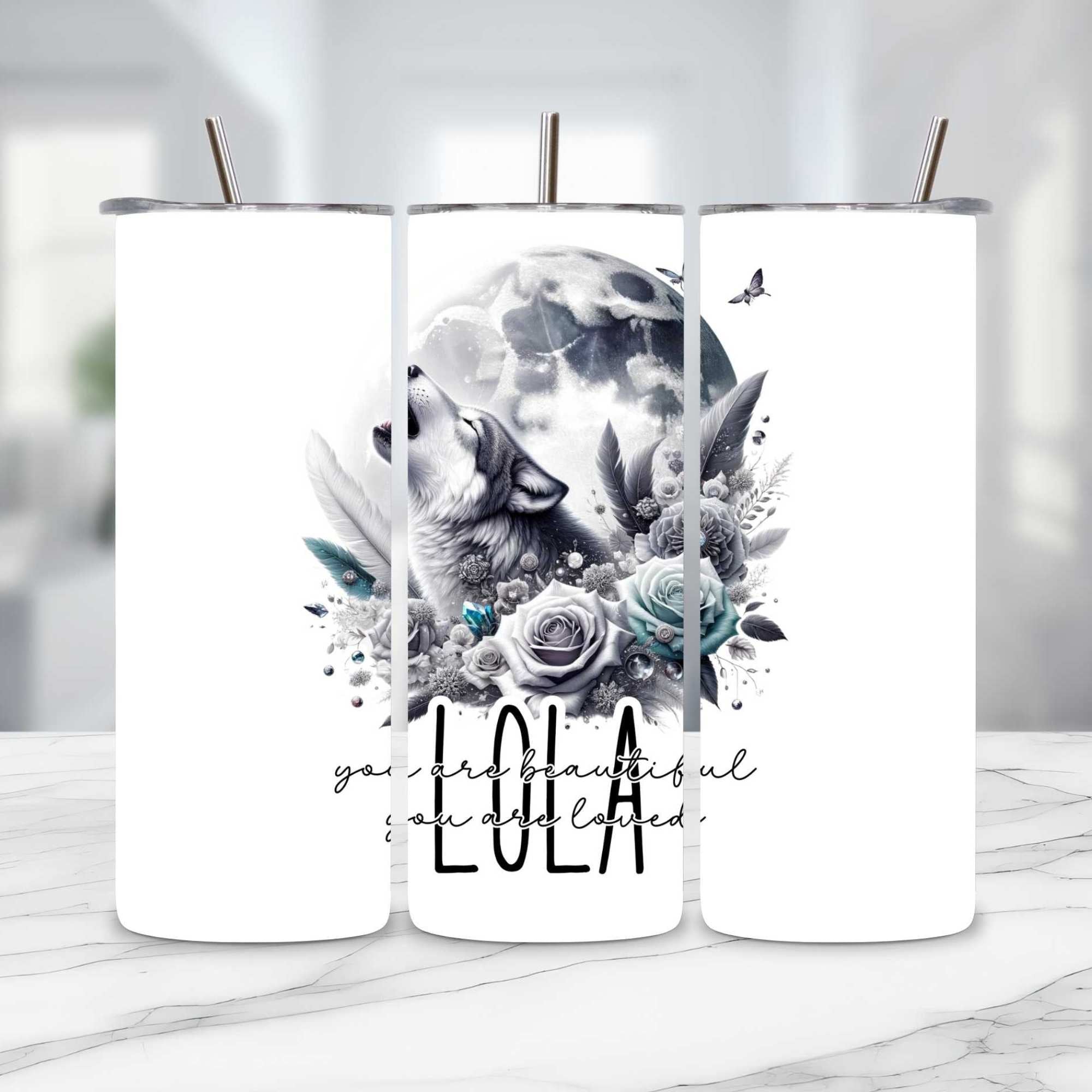 Wolf & Moon Themed Drinkware: Customisable Mugs & Tumblers - Enchanting Gifts for Nature Lovers