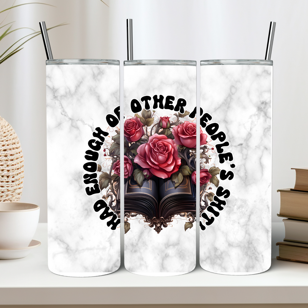 Gothic Book with Red Roses Had enough funny rude swear tumbler 20oz