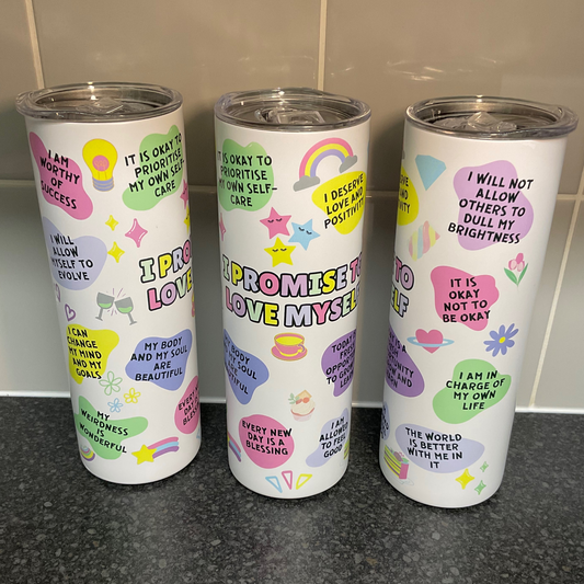Positivity I promise to love myself 20oz skinny tumbler