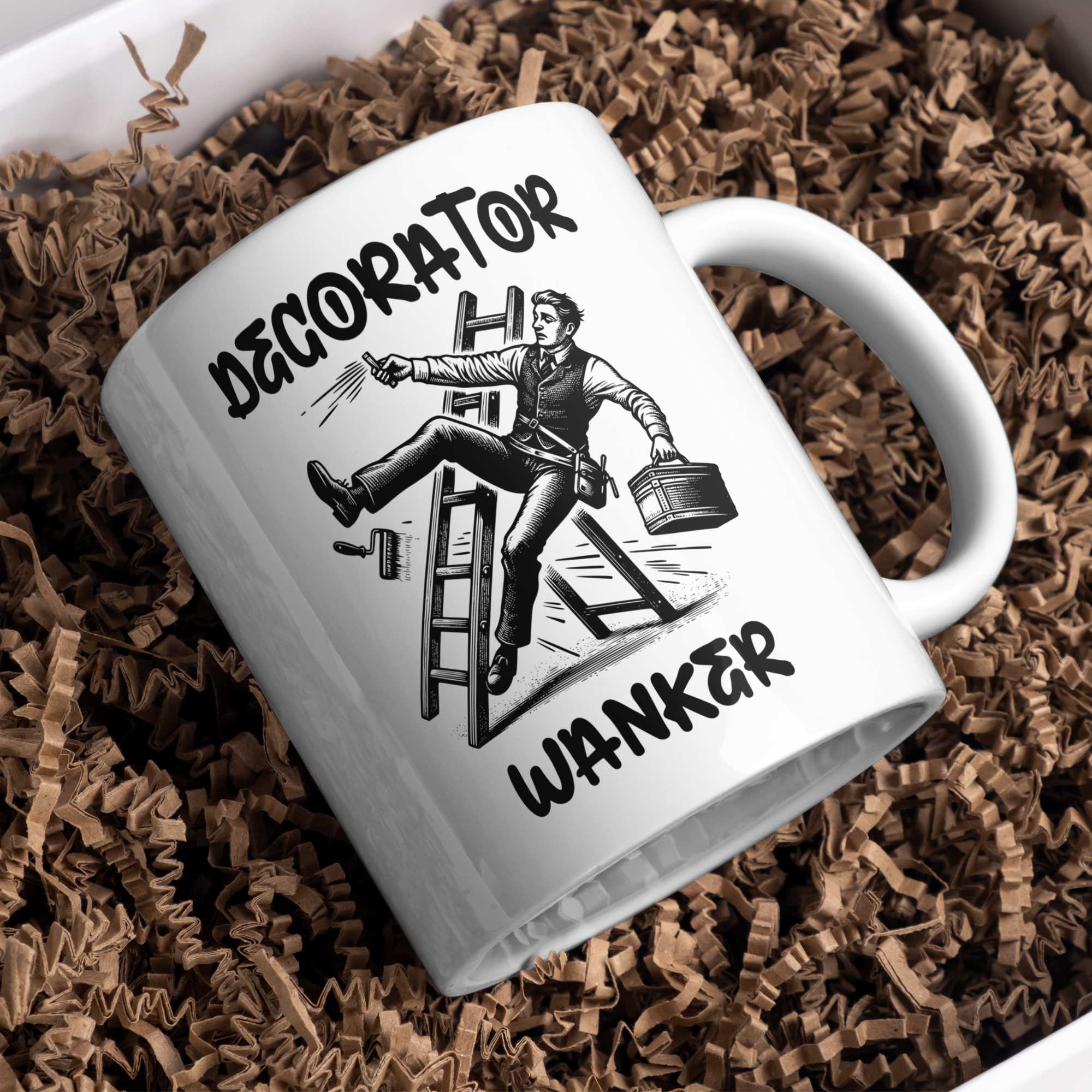 Decorator Wanker- Funny Rude Mugs for Work, Personalised Mugs UK, Funny Gifts for Friends, Unique Coffee Cup