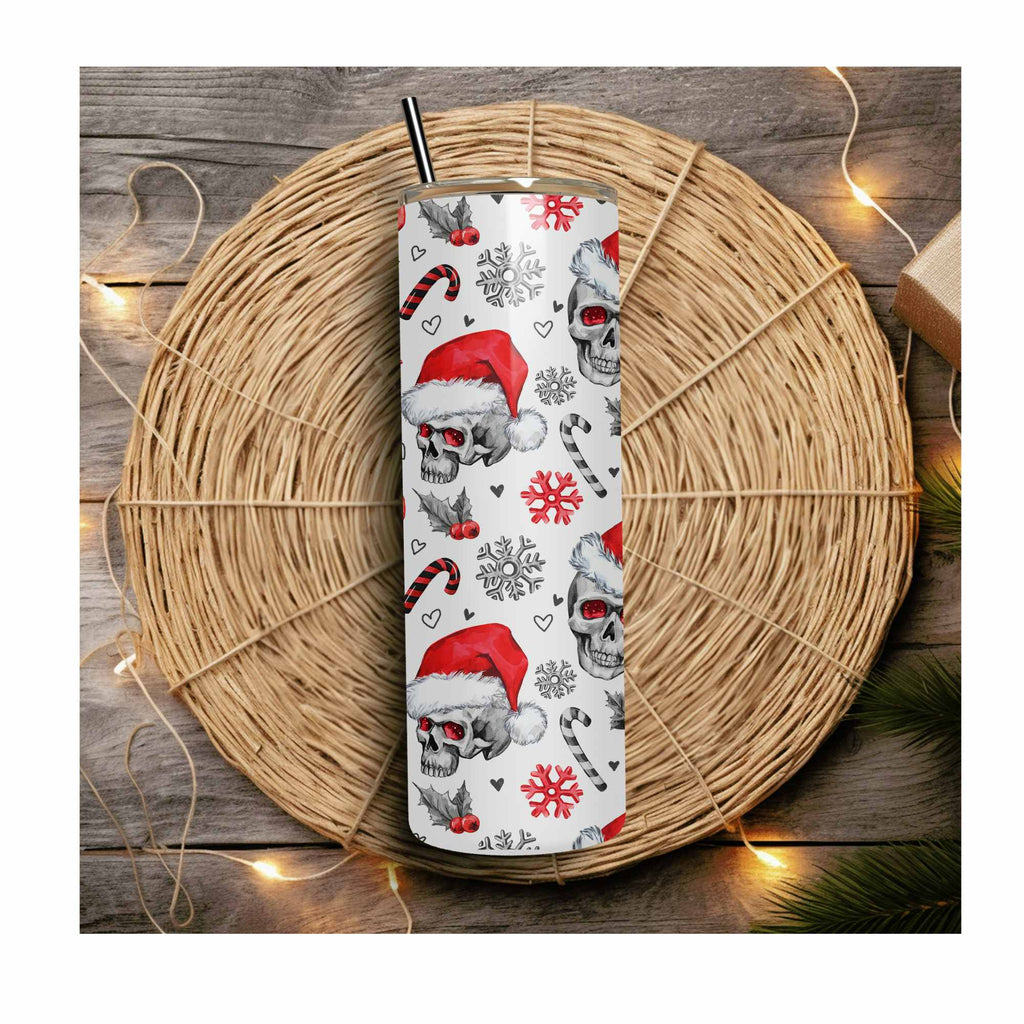 Christmas candy cane Skulls 20oz tumbler