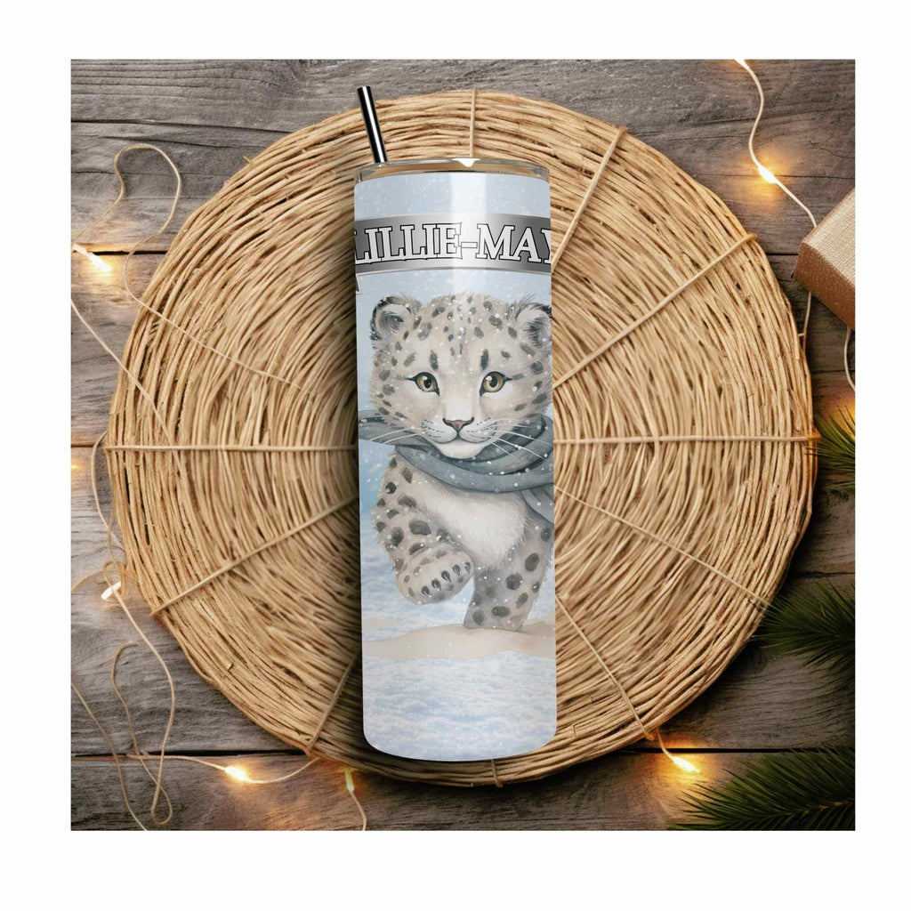 Snow Leopard Custom Tumbler Christmas gift for daughter mum nan sister aunt children Xmas stocking filler