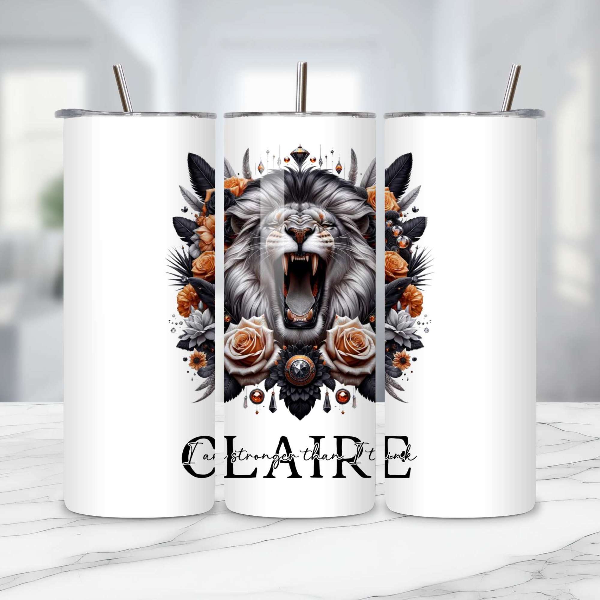 Personalised Roaring Lion Mugs & Tumblers: 11oz Black Inner, 15oz White, 20oz Insulated - Majestic Lion Drinkware for Coffee & Tea Lovers, Unique Gifts for All Occasions