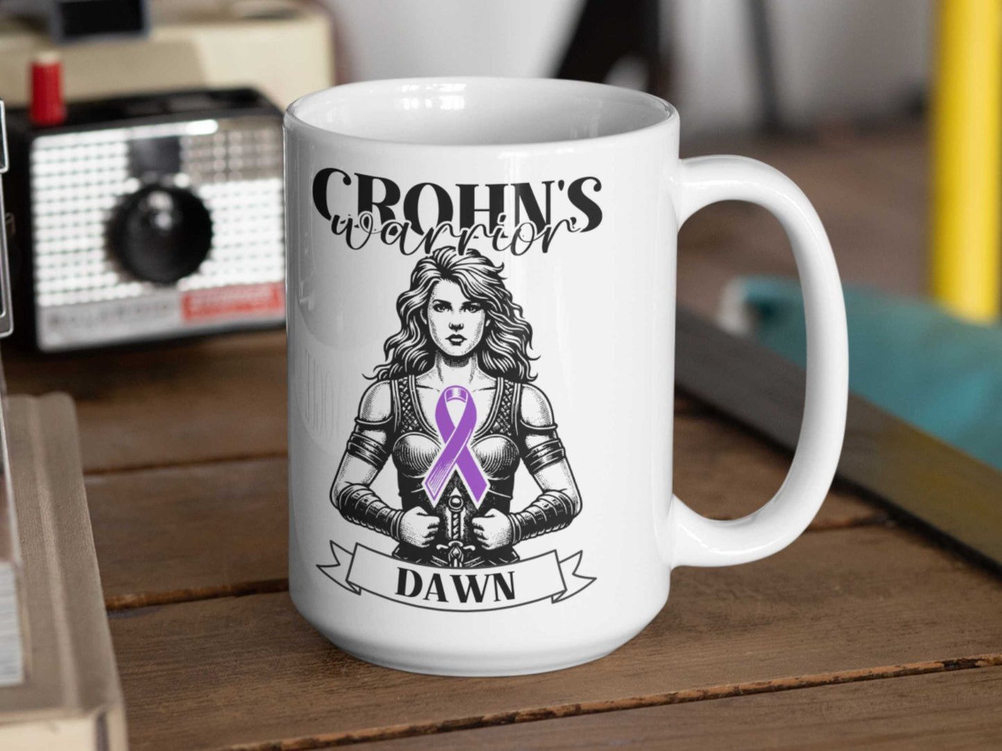 Crohn's Warrior Personalised Mug - A Heartfelt Christmas, Mother's Day, Birthday Gift for Mum, Daughter, Sister, Nan, Auntie & Friends, Celebrating Strength and Awareness