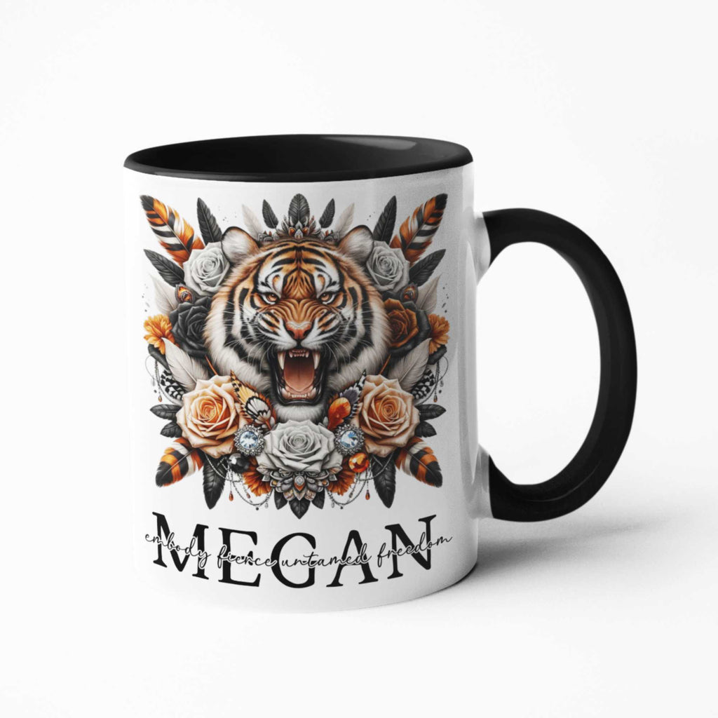 Wild Tiger Floral Drinkware Collection: Personalised Mugs in 11oz/15oz, 20oz Insulated Tumblers, MDF Coasters - Exotic Gifts for Wildlife Enthusiasts