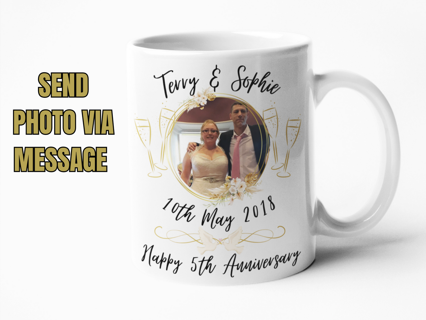 Custom photo anniversary pair of coffee mugs set