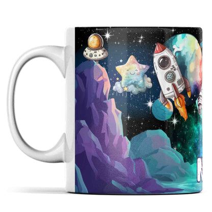 Space theme astronaut planets rockets 11oz mug with any name