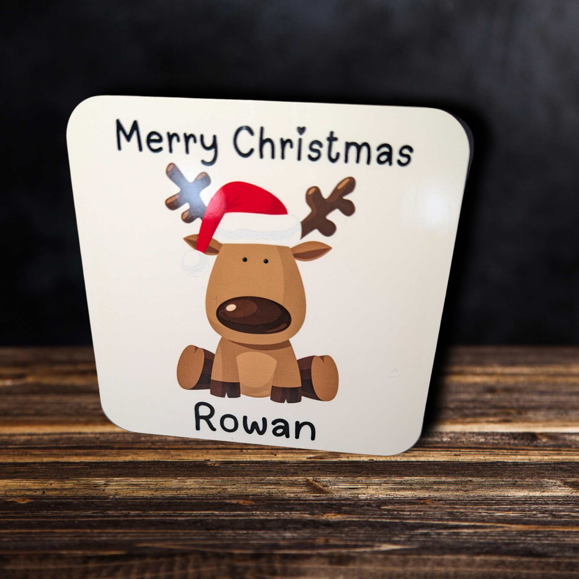 Reindeer Mug & Coaster Set with Custom Name – Pink Ceramic Mug with Matching Spoon 🎅 Perfect Festive Gift for Hot Chocolate, Coffee, & Tea Lovers This Christmas 🎄 Stocking Filler, Secret Santa, Christmas Morning