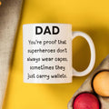 Funny Dad Superheroes capes Just Carry Wallets Mug for Fathers Day Birthday or Christmas Gift