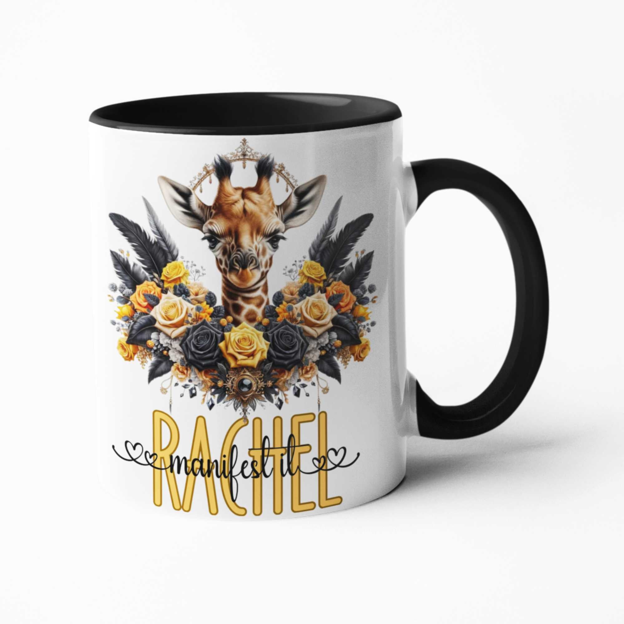 Custom 'Manifest It' Giraffe Mug & Tumbler Set | Inspirational Drinkware | 11oz/15oz Mugs with Colour Options, 20oz Tumbler, Coaster