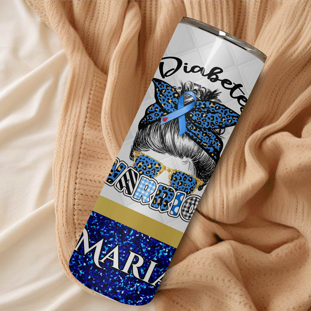 Diabetes Warrior Tumbler for hot drinks and cold diabetic gifts for Christmas or Birthday for her