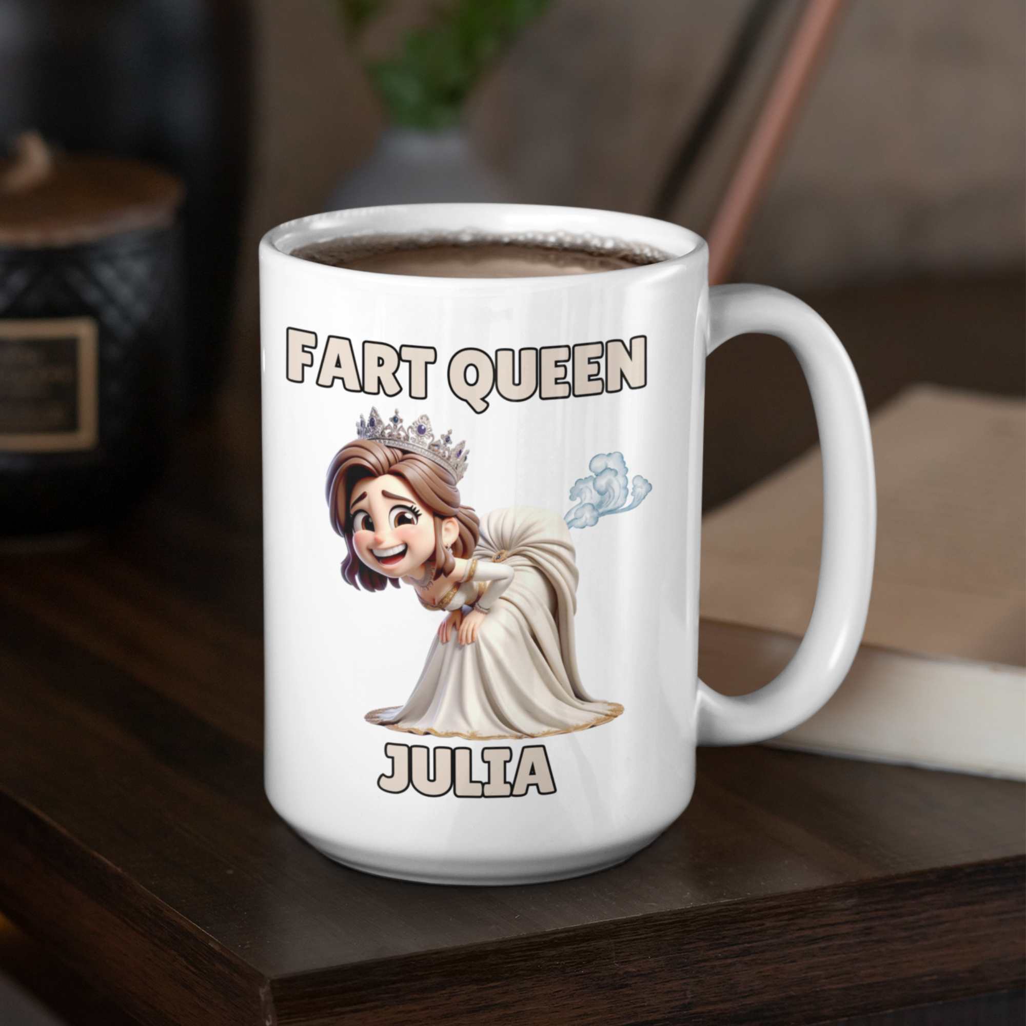 Fart queen personalised coffee mug