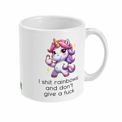 I Shit Rainbows and Don’t Give a Fuck Unicorn Mug - Funny, Rude Coffee Mug, Quirky Gift for Unicorn Lovers, Hilarious Gag Mug